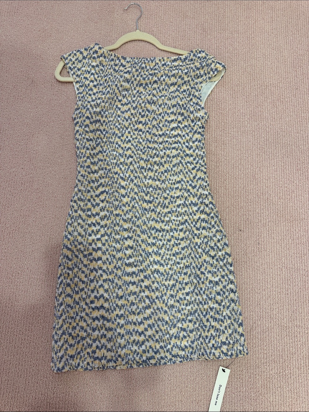 Reformation blue and cream patterned cap-sleeve dress
